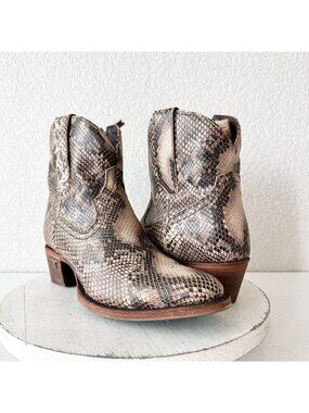 Lane PLAIN JANE Cowboy Bootie Western Brown Animal Print Cowgirl Boots 10.5